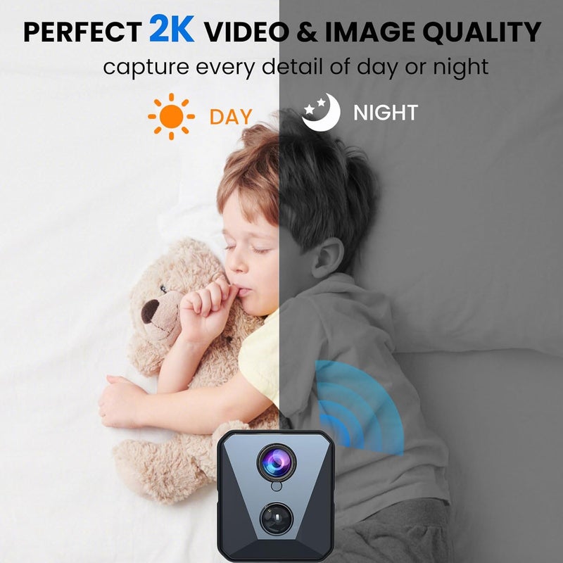 Funstorm كاميرا أمان مطورة 2025، كاميرا مربية صغيرة بدقة 4K HD للمنزل مع رؤية ليلية، كاميرا داخلية واي فاي، عمر بطارية طويل يصل إلى 100 يوم، كشف الحركة، عرض عن بُعد، كاميرا مراقبة لاسلكية - Image 5